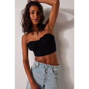 Free People Intimately Make Plans Bram Tube Blouse Top Strapless Black S 282478